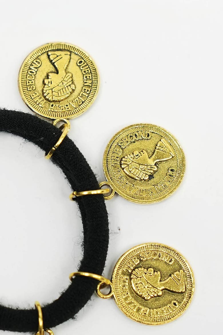 Gold Metal Coin Hair Ties - Set of 2, Alternate, color, Gold