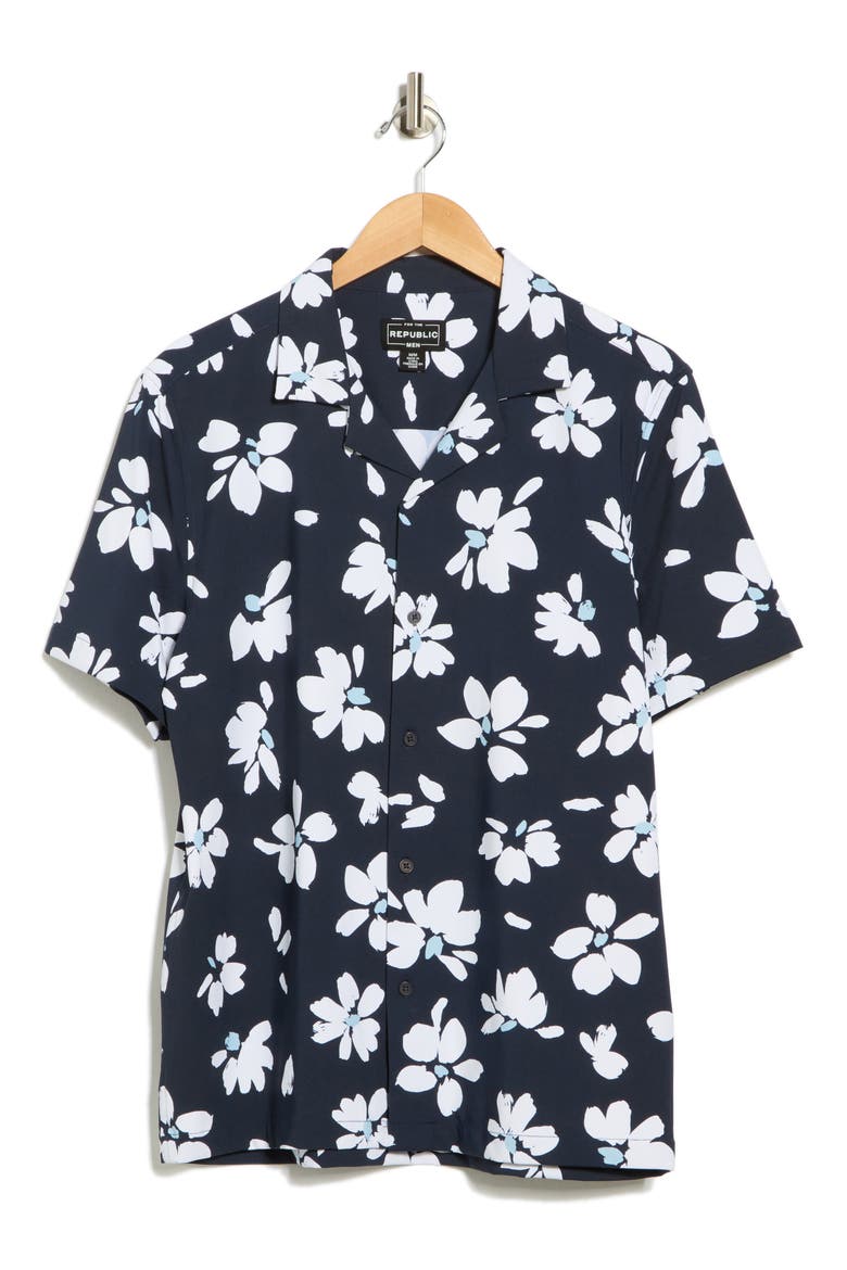 Print Camp Shirt, Alternate, color, DECO BLOOM NAVY/ WHITE