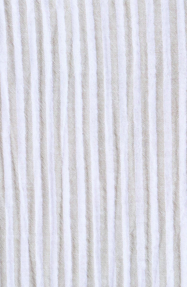 beachlunchlounge Arin Stripe Short Sleeve Cotton Button-Up Shirt, Alternate, color, Rosemary