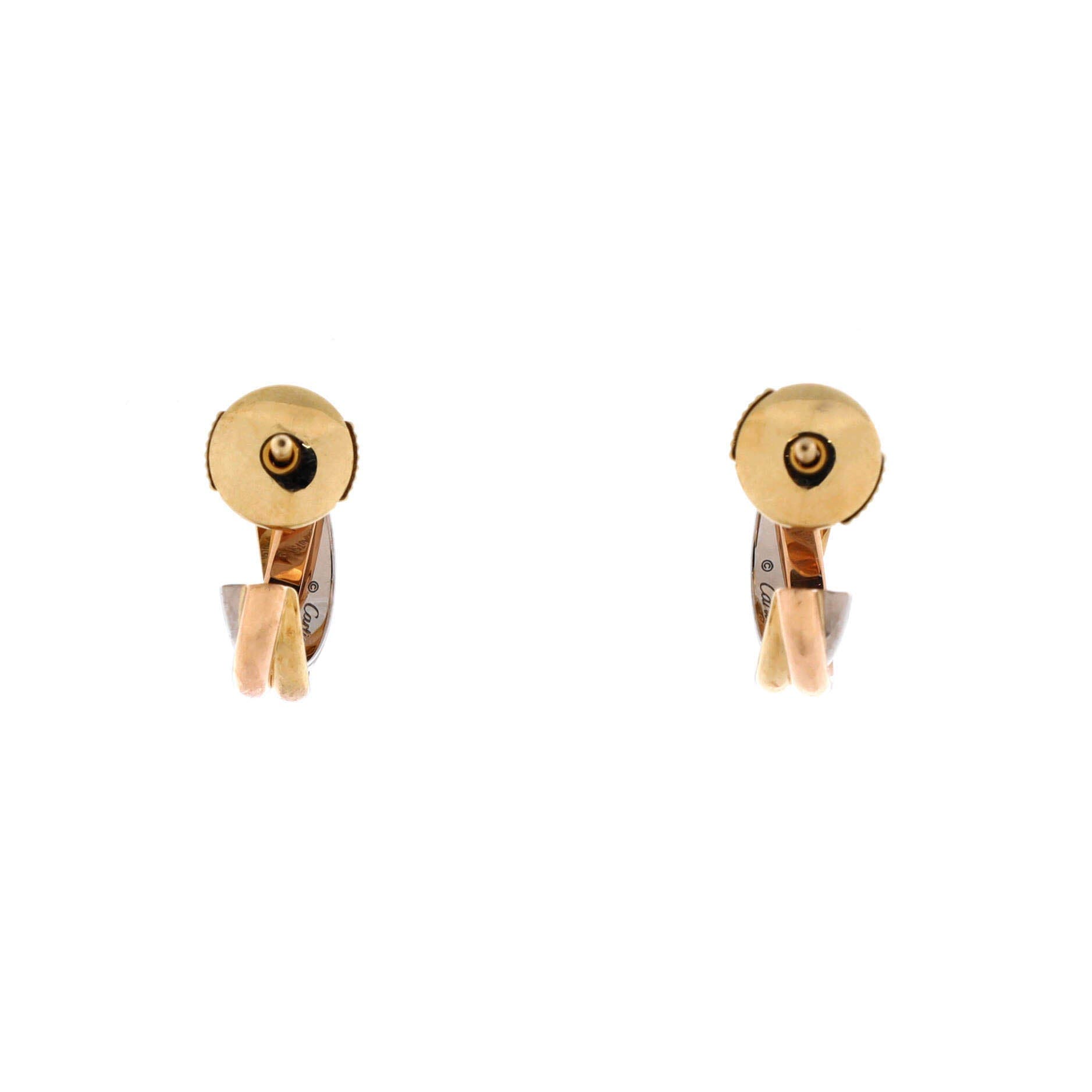 Trinity Hoop Earrings 18K Tricolor Gold 13mm, Alternate, color, Metallic Gold