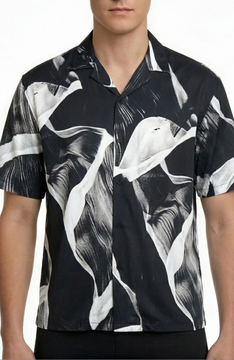 Report Collection Abstract Print Camp Shirt, Main, color,