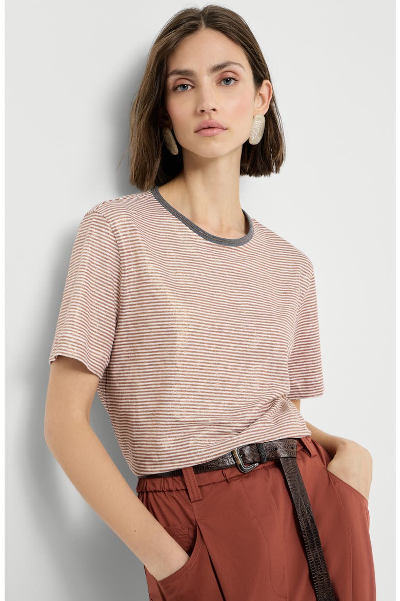 Striped jersey T-shirt, Alternate, color, Orange