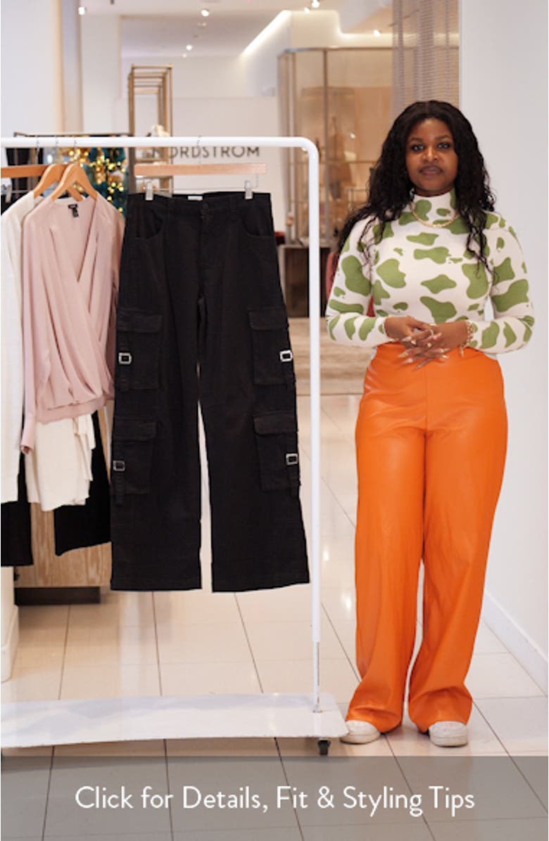 High Waist Straight Leg Cargo Jeans, sales video thumbnail