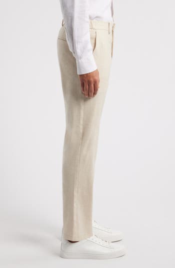 Flat Front Linen Blend Chinos