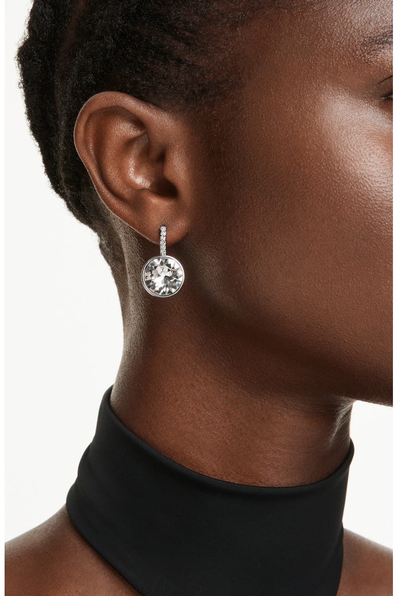 Millenia Round Crystal Drop Earrings, Alternate, color, RHODIUM