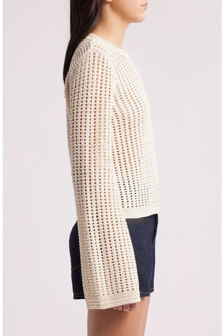 Open Stitch Bell Sleeve Sweater, Alternate, color, ALABASTER