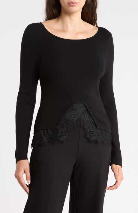 Lace Hem Boatneck Sweater