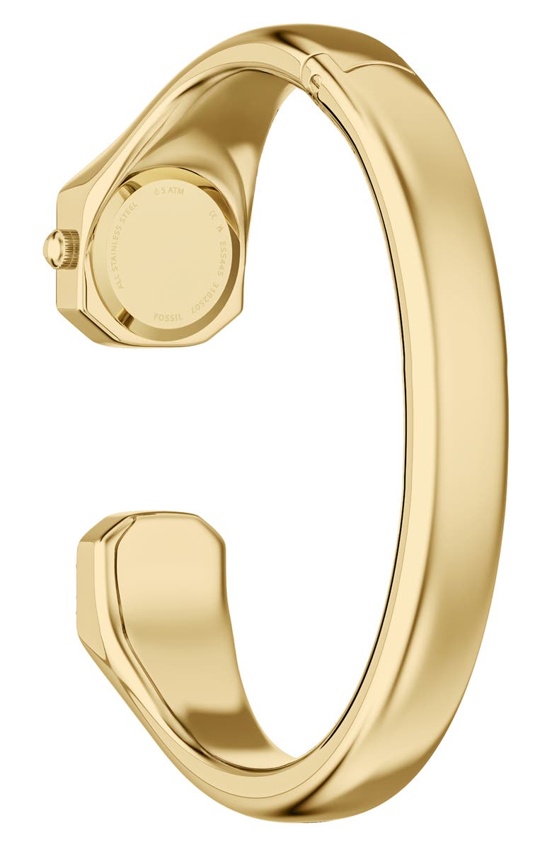 Fossil Harlow Black Onyx & Crystal Bangle Bracelet Watch, 16mm, Alternate, color, Gold