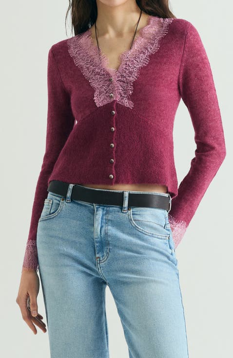 Lace knit cardigan