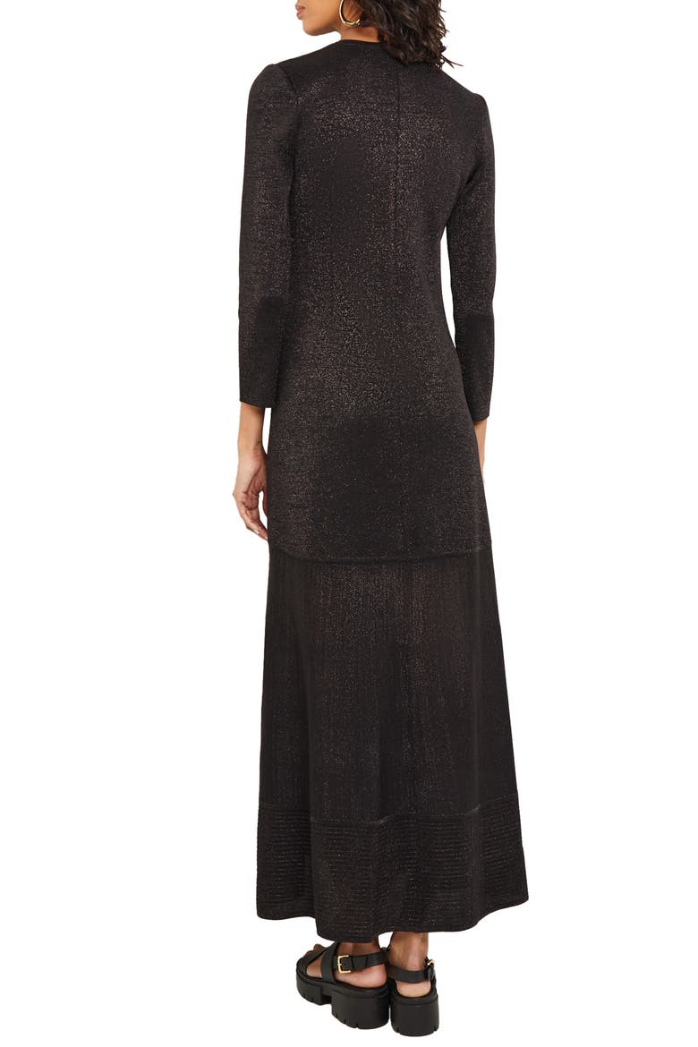 Shimmer Long Sleeve Knit Dress, Alternate, color, BLACK
