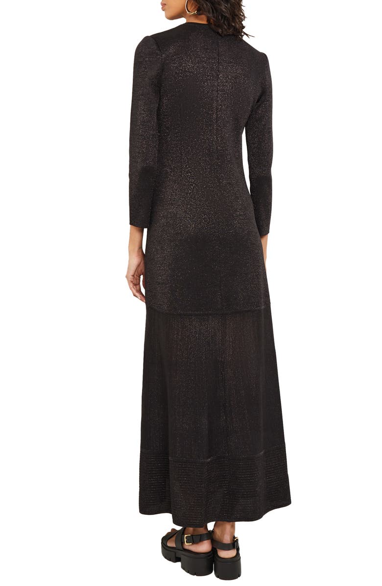 Misook Shimmer Long Sleeve Knit Dress, Alternate, color, Black