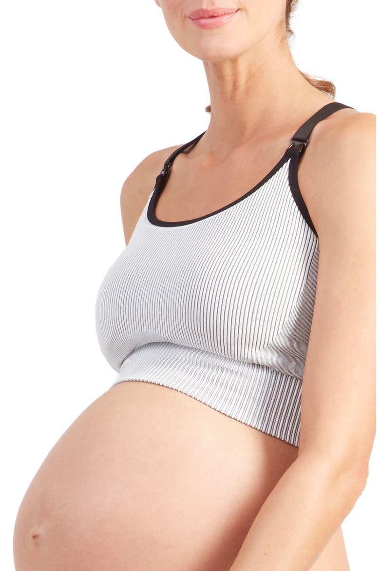 Ingrid & Isabel® Seamless Active Maternity/Nursing Bra, Alternate, color, BKWT COMBO