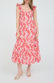 AUGUST SKY Ruffle Strap Empire Waist Midi Dress