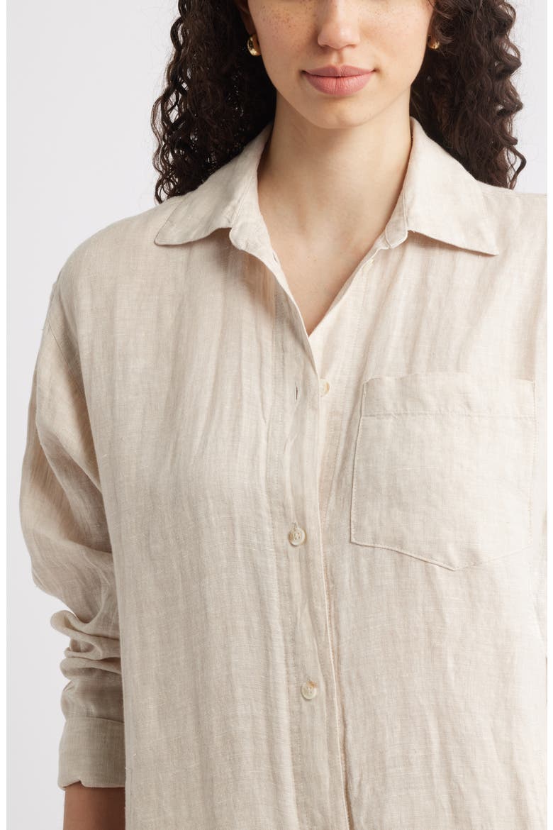 Long Sleeve Linen Button-Up Duster, Alternate, color, FLAX