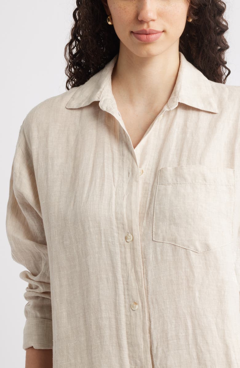 Caslon<sup>®</sup> Long Sleeve Linen Button-Up Duster, Alternate, color, 