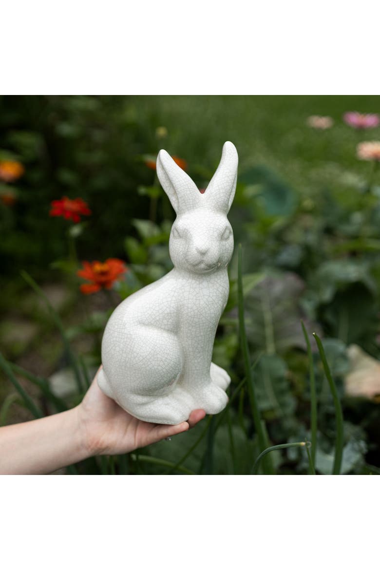 Vintage Crackle Bunny Figure White Stoneware, Alternate, color, White
