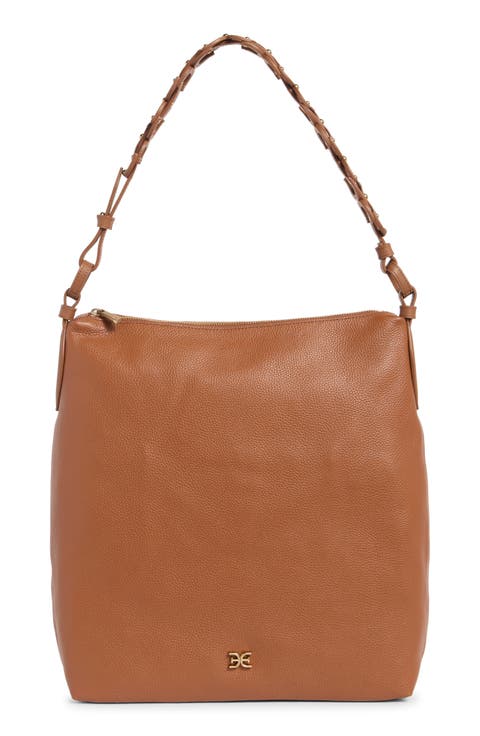 Bay Chain Link Pebbled Leather Hobo Bag