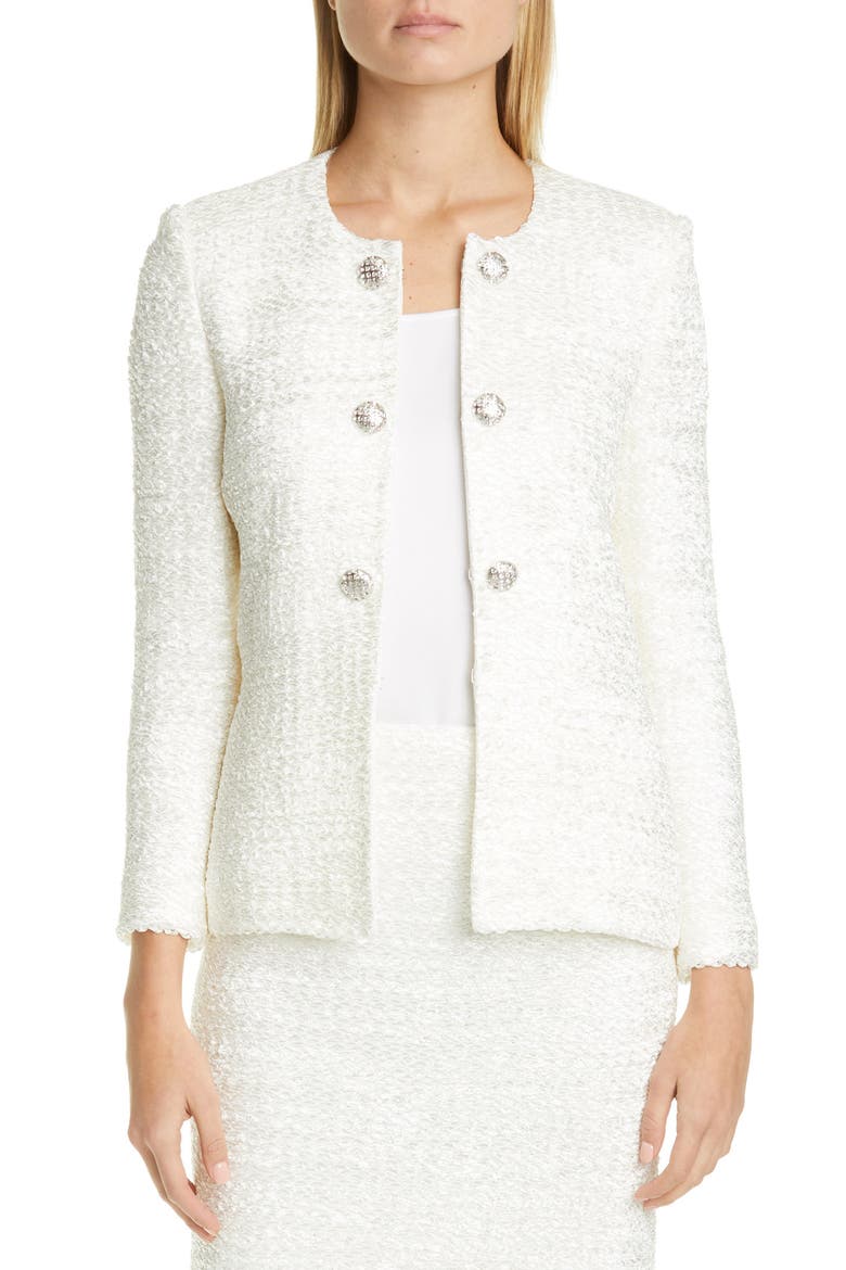 Ribbon Couture Float Knit Jacket, Main, color, WHITE