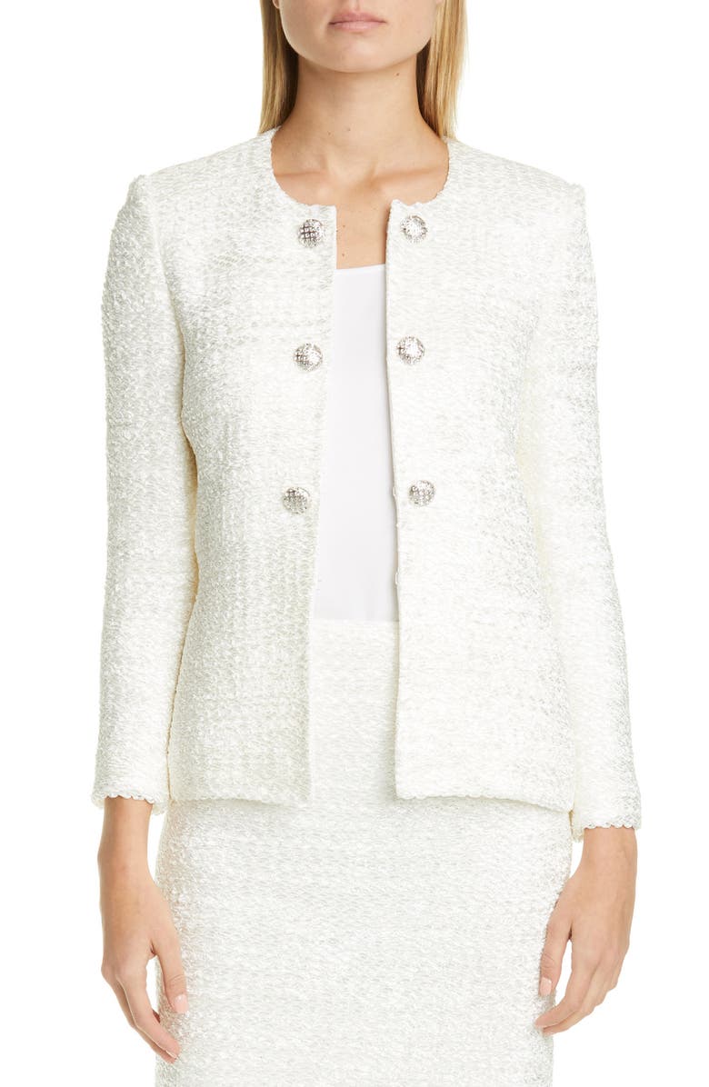 St. John Evening Ribbon Couture Float Knit Jacket, Main, color, 