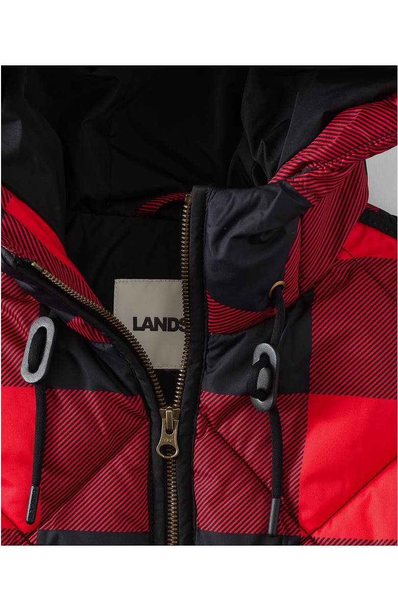 Lands' End Plus Size FeatherFree Insulated Diamond Quilted Maxi Coat, Alternate, color, Compass Red Check