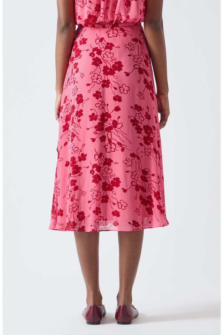 Rhoda Floral Tiered Georgette Midi Skirt, Alternate, color, PINK