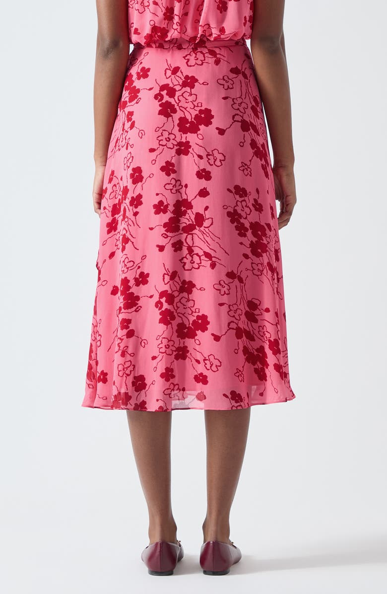 LK Bennett Rhoda Floral Tiered Georgette Midi Skirt, Alternate, color, Pink