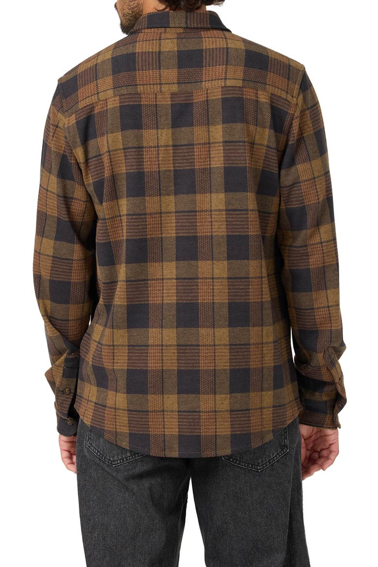 Sutton Plaid Stretch Flannel Button-Up Shirt, Alternate, color, DARK KHAKI