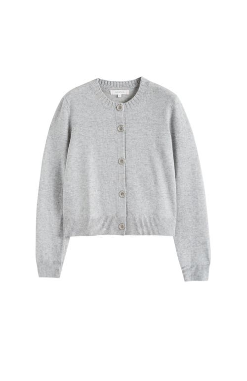 Chinti & Parker Wool Cashmere Blend Crew Neck Cropped Cardigan In Light Grey
