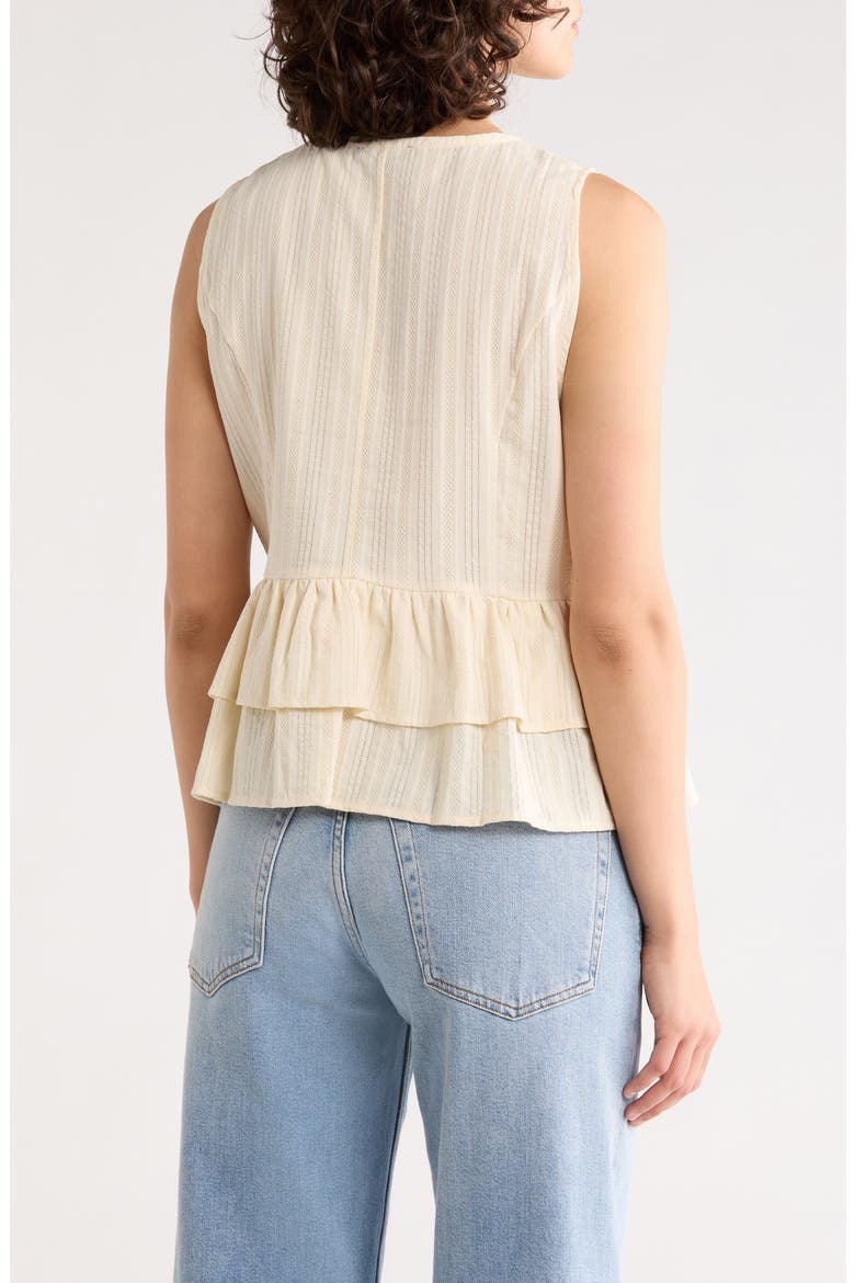 Sleeveless Button Front Peplum Top, Alternate, color, CREAM