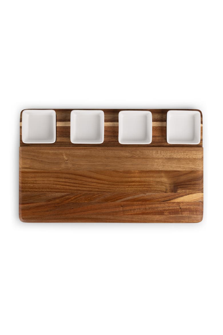 Picada Tapas & Cheese Board Set with Dip Bowls, Alternate, color, Acacia Wood