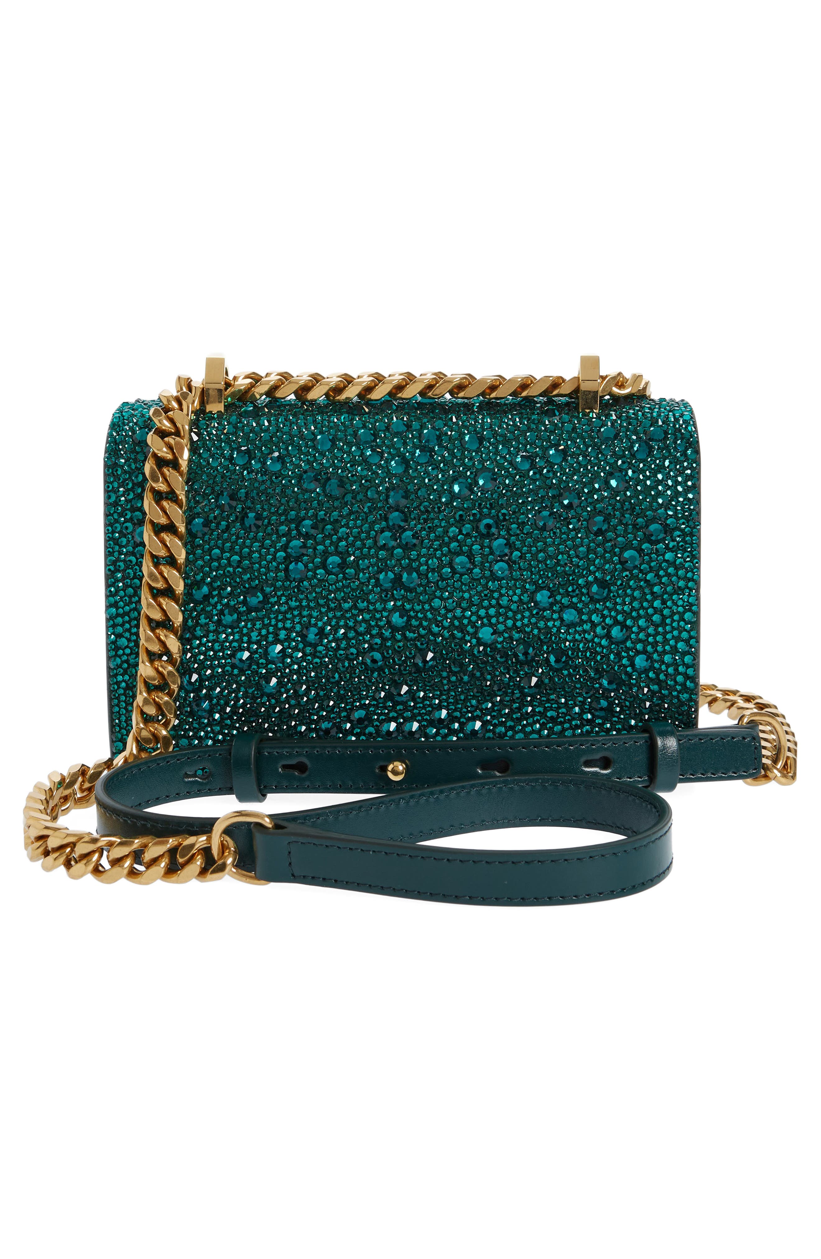 McQueen Mini Jeweled Crystal Embellished Satchel, Alternate, color, 