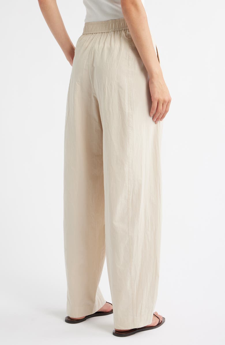 MANGO Pull-On Wide Leg Woven Cotton Pants, Alternate, color, Ecru