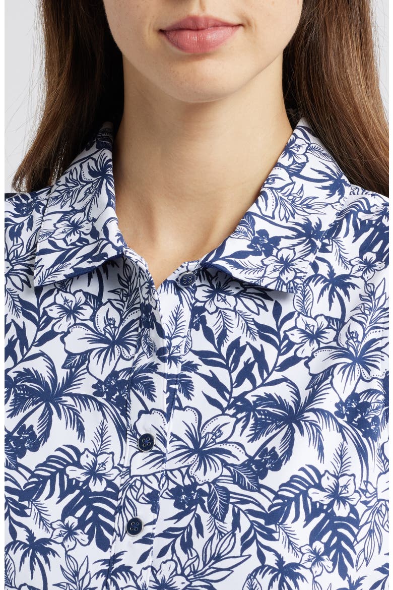 Aubrey Seaport Floral Sleeveless Performance Polo, Alternate, color, ISLAND NAVY