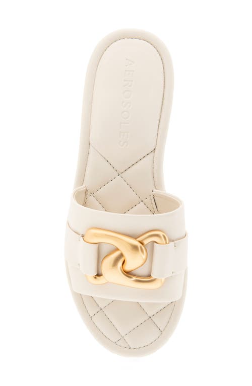 Shop Aerosoles Big Charm Link Slide Sandal In Eggnog Faux Leather