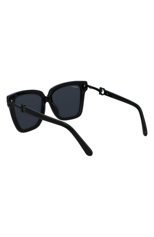 Ferragamo 57mm Polarized Rectangular Sunglasses In Black