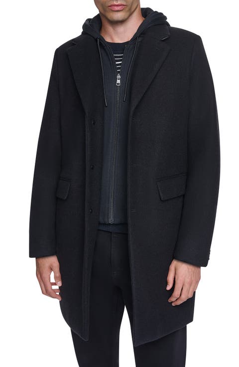 Faux Wool Topcoat with Removable Bib
