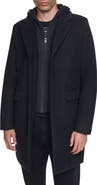 DKNY Faux Wool Topcoat with Removable Bib