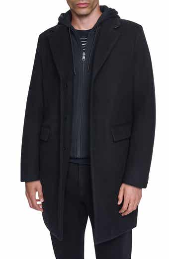 Faux Wool Topcoat with Removable Bib