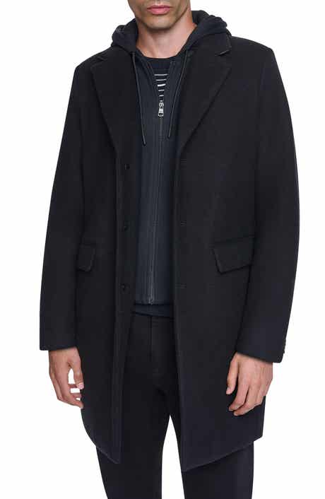 Faux Wool Topcoat with Removable Bib