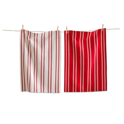 Christmas Enchanting Dishtowel Set Red Multi Cotton Towels