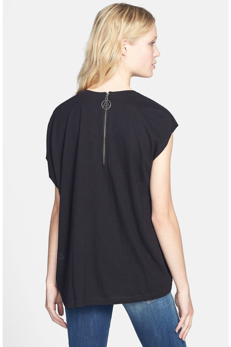 'Midelo' Skull Print Asymmetrical Tee, Alternate, color, BLACK