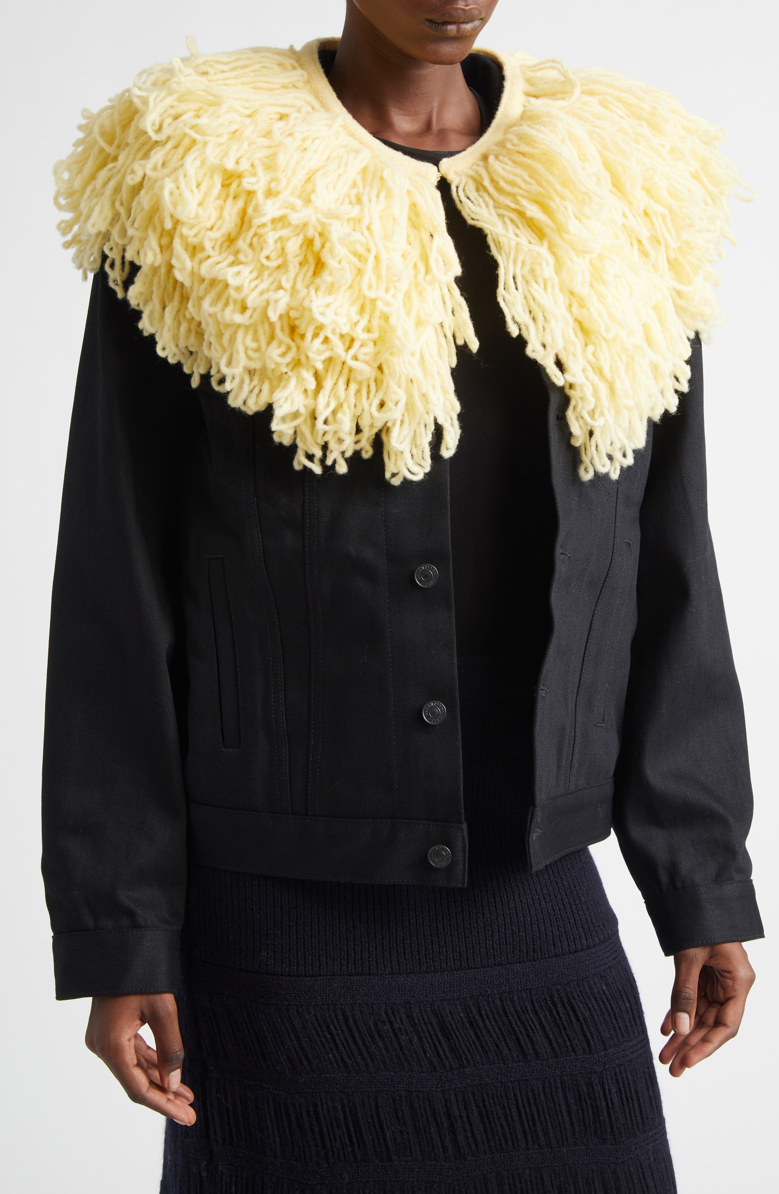 Wool Blend Fringe Collar