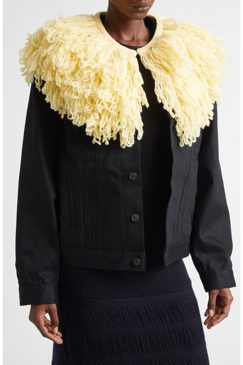 Wool Blend Fringe Collar, Main, color, BUTTER