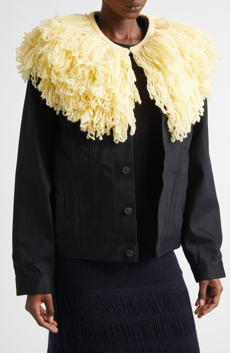 Diotima Wool Blend Fringe Collar, Main, color, Butter