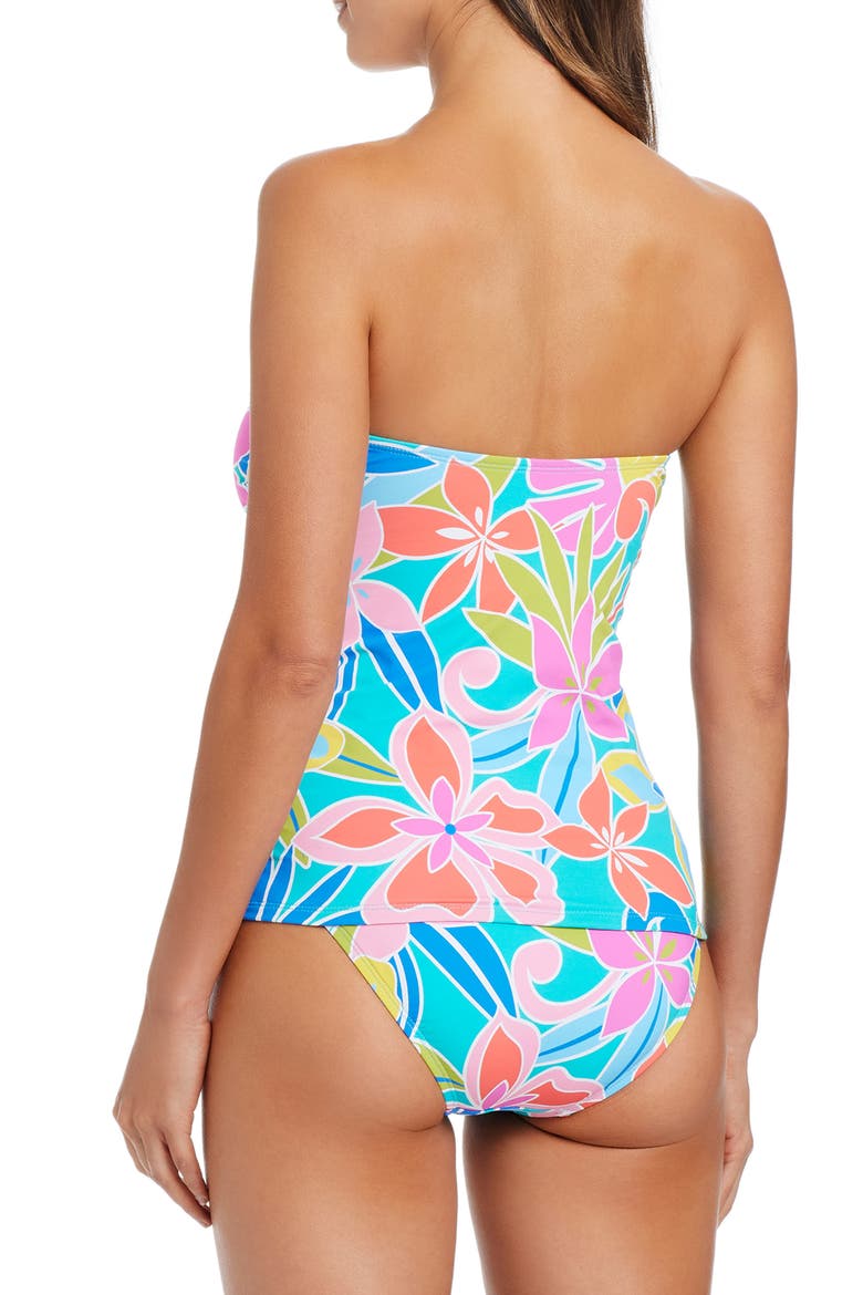 Floral Strapless Tankini Top, Alternate, color, AQUA FRESCA