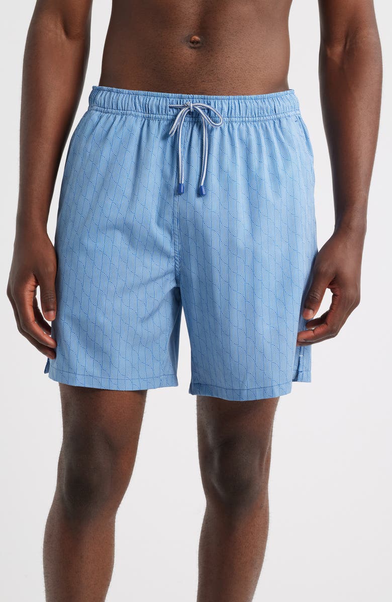 Peter Millar Clifton Swim Trunks, Main, color, Dusk Blue