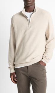 Vince Geometric Jacquard Wool & Cashmere Quarter Zip Pullover