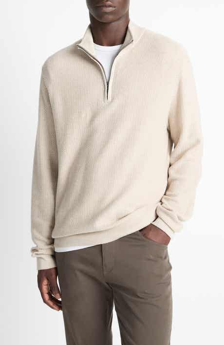 Vince Geometric Jacquard Wool & Cashmere Quarter Zip Pullover