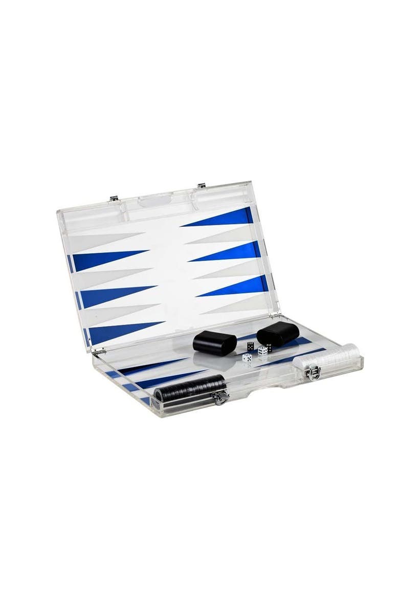 Premium Lucite Backgammon Set, Main, color, Blue- 18 inch