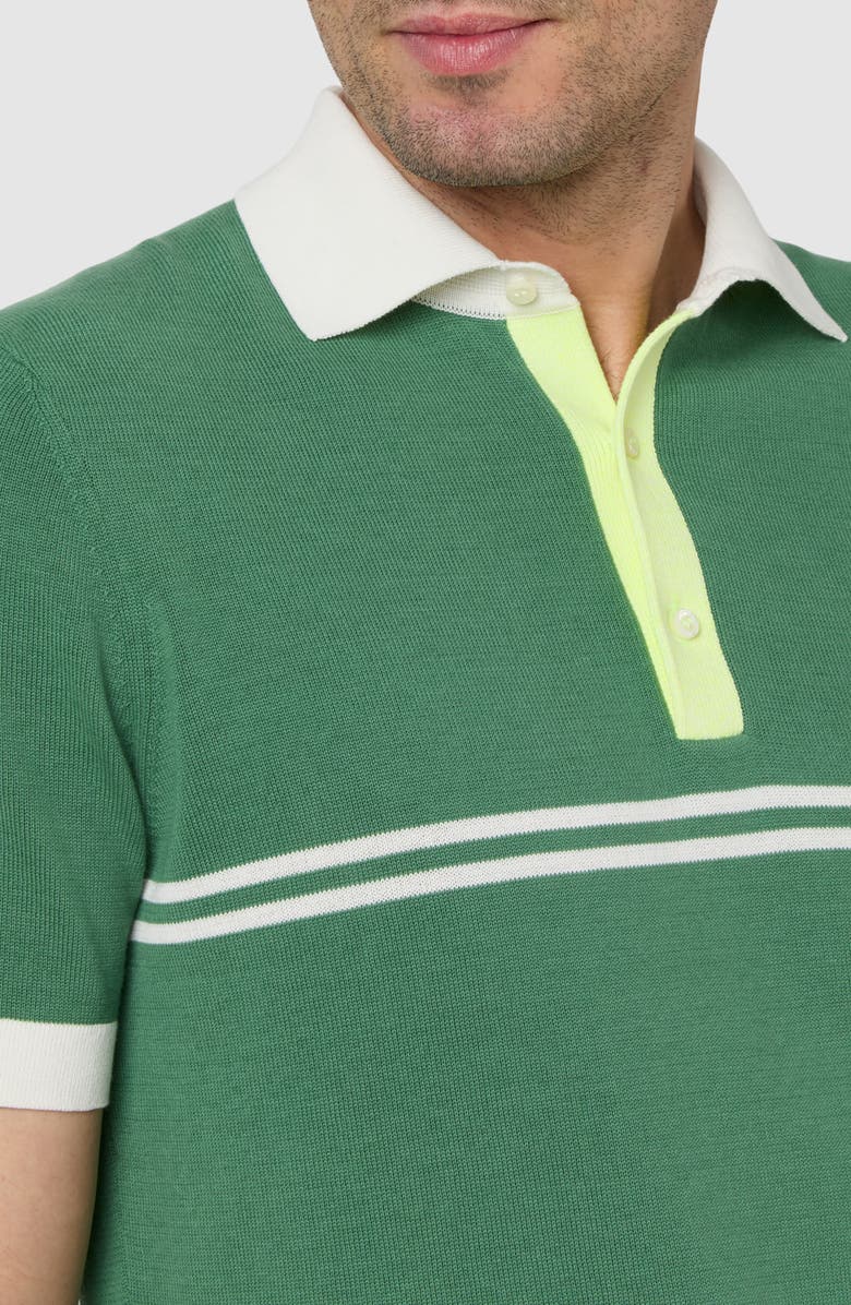 Sid Mashburn Rally Stripe Polo Sweater, Alternate, color, Ivy/ Chalk/ Yellow